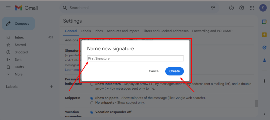email signature adding guide